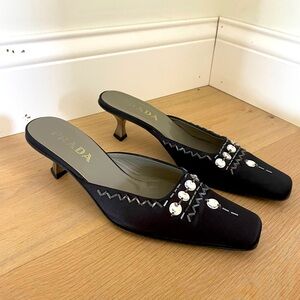 Prada beaded kitten heels, size 39